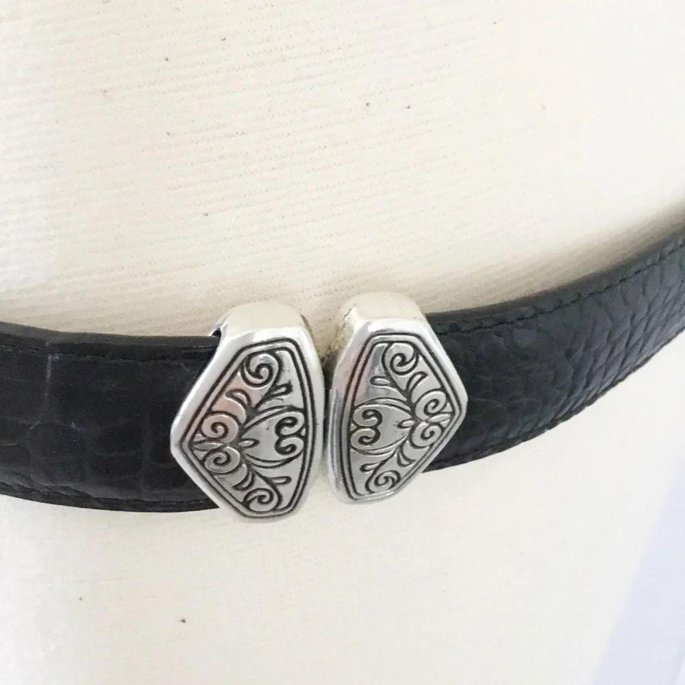 Brighton Black & Brown Croc Style Reversible Belt Leather Size M/L 32